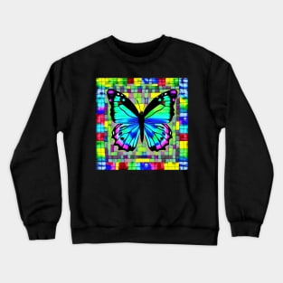 Mosaic Butterfly Psychedelic Grid Game Board Gift Mom Crewneck Sweatshirt